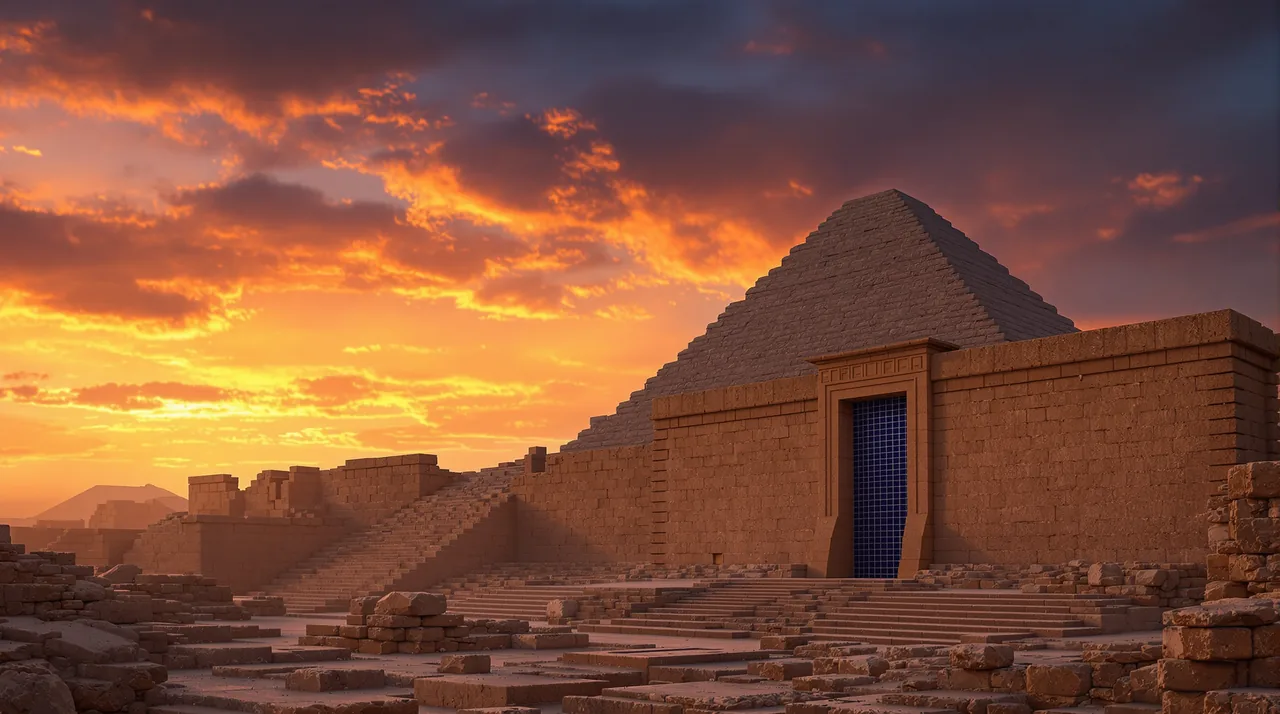 Ruins of ancient Babylon at dusk