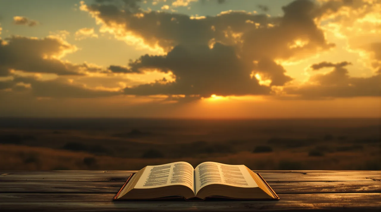 Dawn light over an open Bible