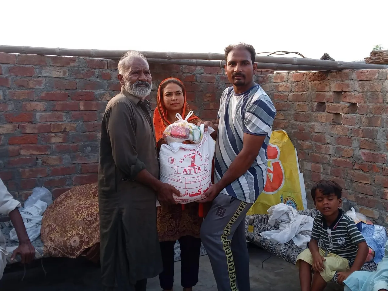 Aid being distributed to families in the community